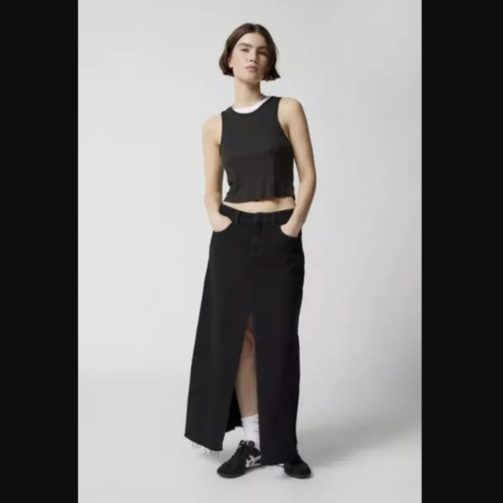 NWT Black Maxi Denim Skirt Large